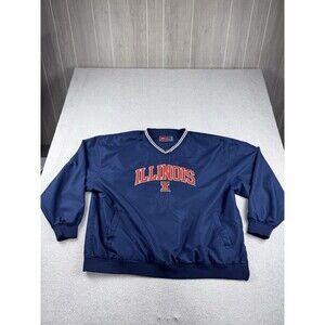 Illinois Fighting Illini Windbreaker Adult 2XL  Pullover V Neck Retro Pro Player